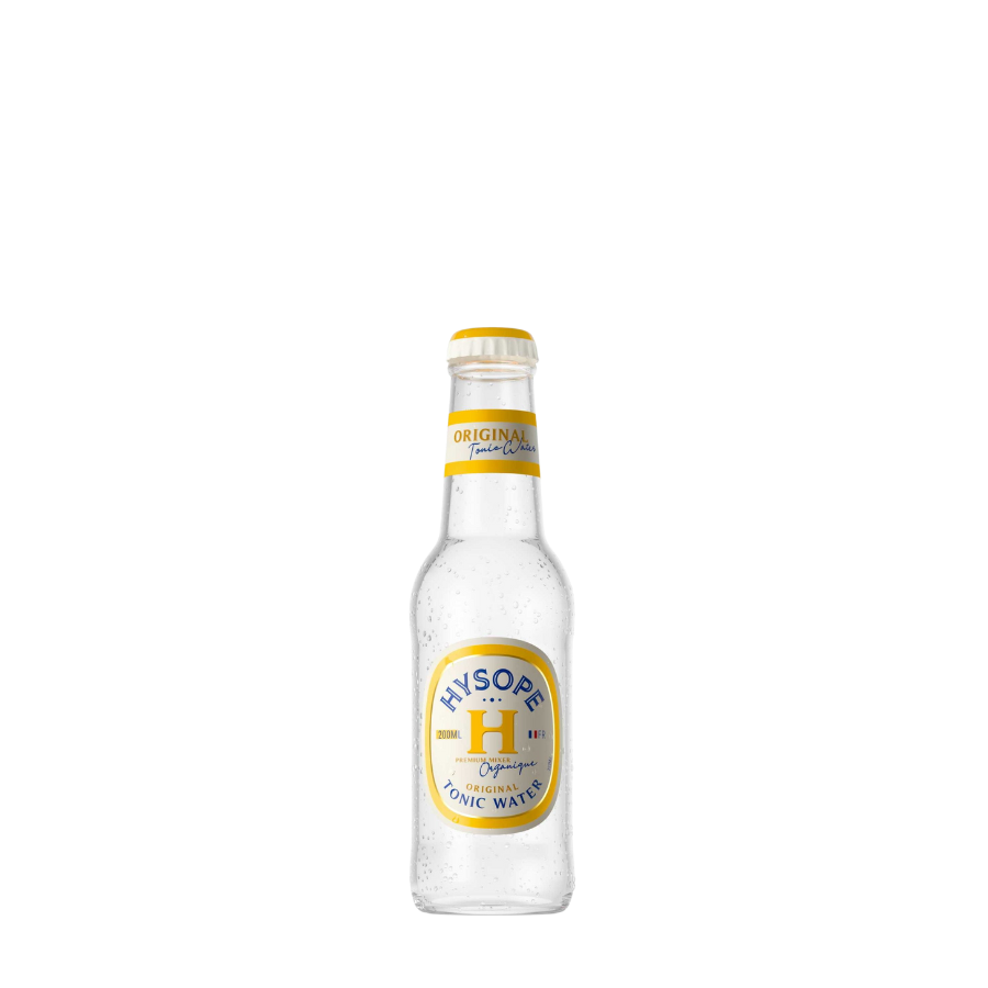 Bouteille de Tonic Water Original Hysope bio, artisanale, et premium vue de face, avec son design élégant et minimaliste | MAISON COCKTAIL