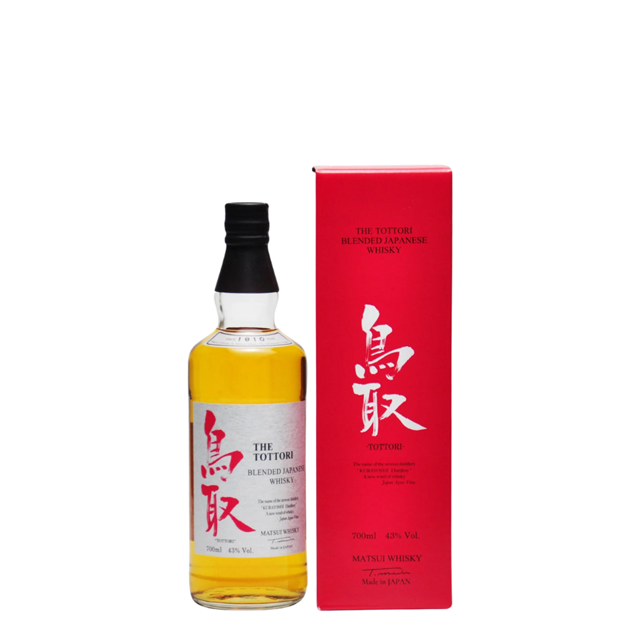 Vue bouteille de whisky japonais avec étui  Tottori Blended 43° 70 cl | MAISON COCKTAIL