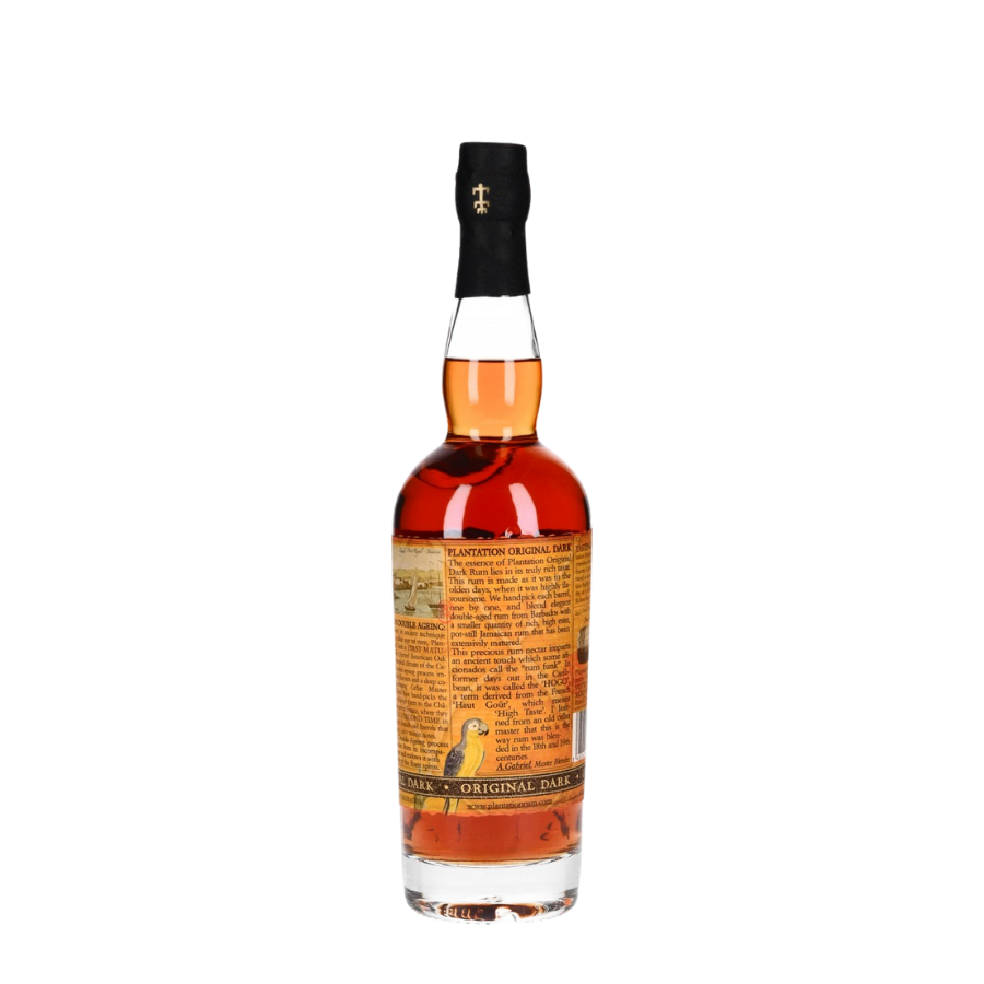 Vue bouteille de dos rhum Plantation Original Dark 40 degrés 70 cl | MAISON COCKTAIL